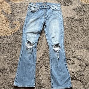 Kut from the Kloth Light/Medium Blue Distressed Flare Jeans